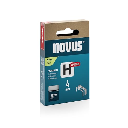 NOVUS TOOLS Feindrahtklammern 4 mm "superhart" für Hammertacker, 1870 Tacker-Klammern vom Typ 37/4, Schiebeschachtel, Heftmittel für Stoffe und Gewebe von Novus Tools