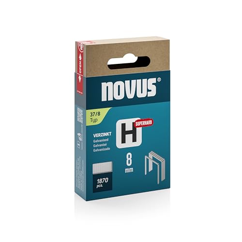 NOVUS TOOLS Feindrahtklammern 8 mm "superhart" für Hammertacker, 1870 Tacker-Klammern vom Typ 37/8, Schiebeschachtel, Heftmittel für Stoffe und Gewebe von Novus Tools