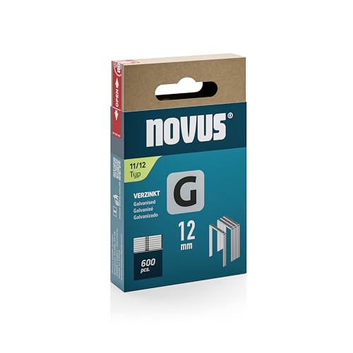 NOVUS TOOLS Flachdrahtklammern 12 mm für Hammertacker, 600 Tacker-Klammern vom Typ 11/12, Schiebeschachtel, Heftmittel für Folien und Pappe von Novus Tools