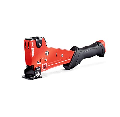 Novus J-055 Profi Hammertacker, Heavy-Duty Schlagtacker, schnelles Nachladen, Oberflächenschutz, max. 175 Klammern 6-14 mm, Rot von Novus