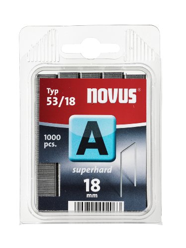 Novus Feindrahtklammern 18 mm "superhart", 1000 Klammern, Klarsichtverpackung, Typ A53/18, Heftmittel aus Stahldraht von Novus
