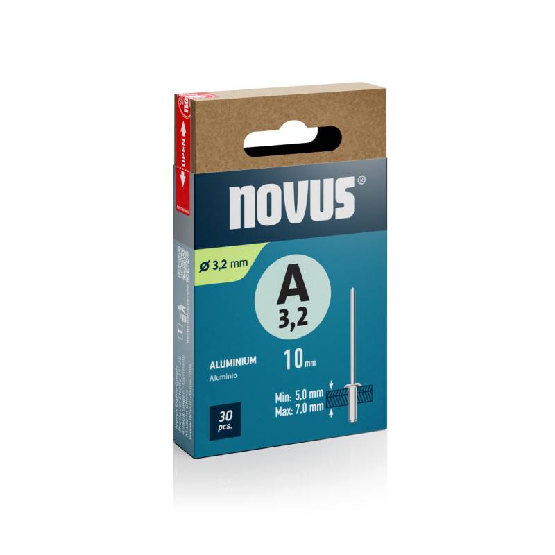 Novus Blindnieten Typ A 3,2 x 10 mm Aluminium 30 Stück von Novus