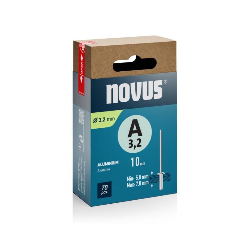 Novus Blindnieten Typ A 3,2 x 10 mm Aluminium 70 Stück von Novus