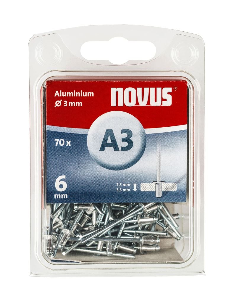 Novus Blindnieten Typ A3/6 Aluminium 70 Stück von Novus