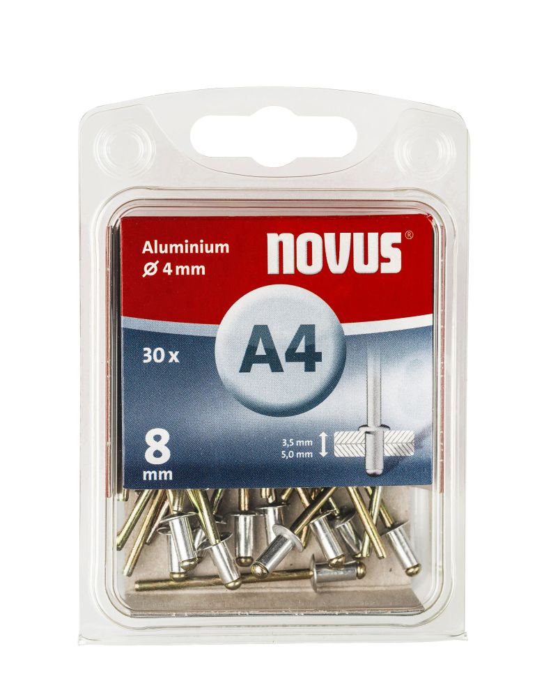 Novus Blindnieten Typ A4/8 Aluminium 30 Stück von Novus