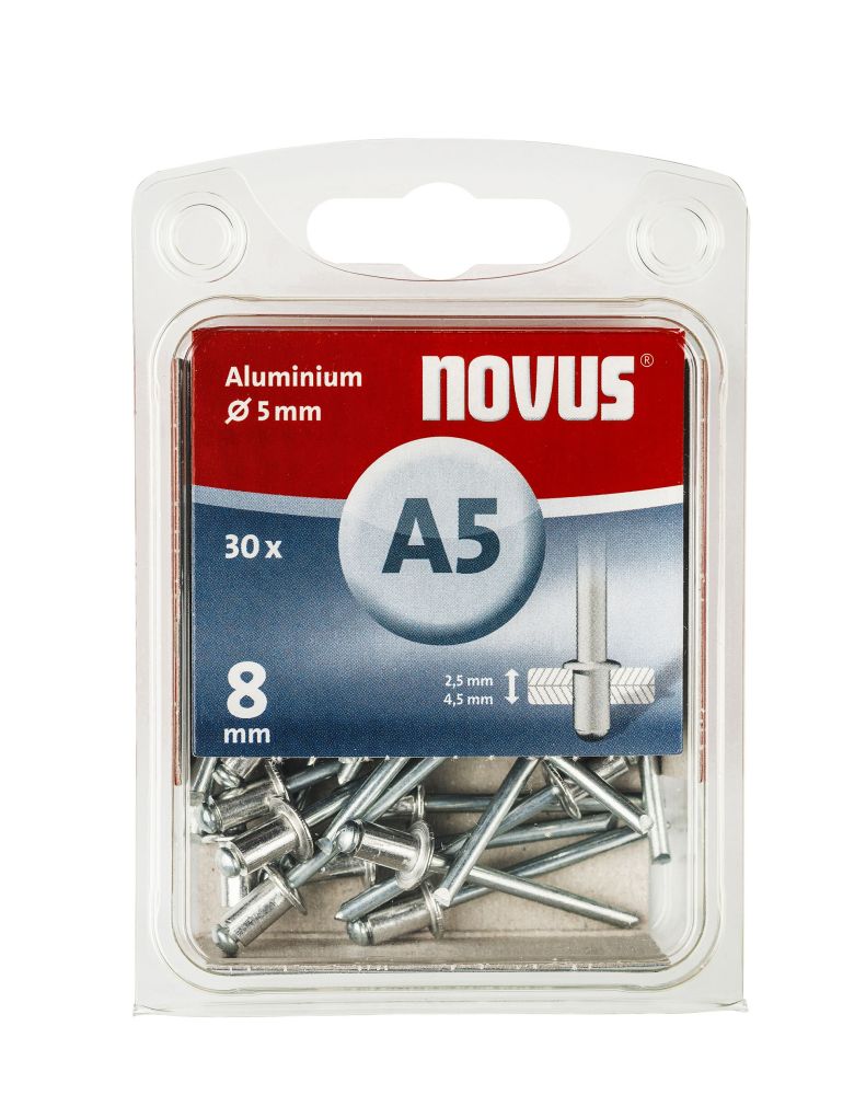 Novus Blindnieten Typ A5/8 Aluminium 30 Stück von Novus