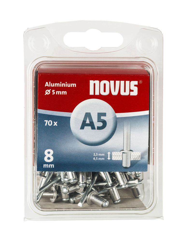 Novus Blindnieten Typ A5/8 Aluminium 70 Stück von Novus