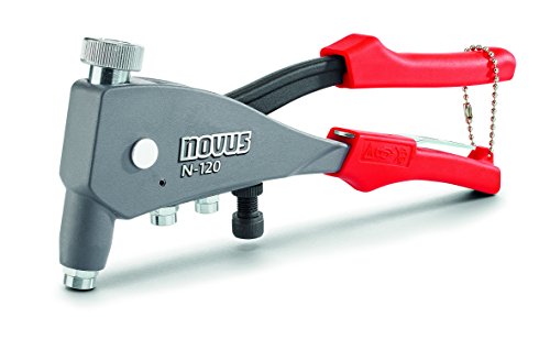 Novus Blindnietmutterzange N-120 Universal, 1-Hand-Bedienung, Nietmutternzange aus Aluminium, integrierte Mundstücke mit Gewindedorn von Novus