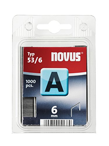 Novus Feindrahtklammern 6 mm, 1000 Klammern vom Typ A53/6 , Heftmittel für Stoffe, Textilien, Holzleisten, Drahtgeflecht von Novus