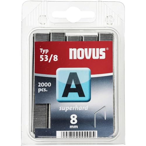 Novus Feindrahtklammern 8 mm, 2000 Klammern vom Typ A 53/8, Heftmittel für Stoffe, Textilien und Drahtgeflecht von Novus
