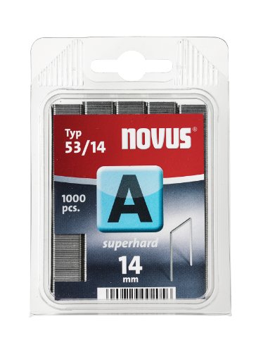 Novus Feindrahtklammern superhart 14 mm, 1000 Tacker-Klammern vom Typ 53/14 aus Stahldraht, für Stoff und Holz von Novus