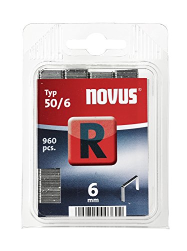 Novus Flachdrahtklammern 6 mm, 960 Tacker-Klammern vom Typ 50/6, zur Befestigung von Folien, Etiketten, Papier und Pappe von Novus