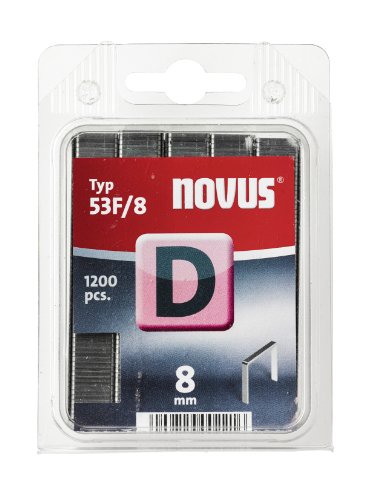 Novus Flachdrahtklammern 8 mm, 1200 Tacker-Klammern vom Typ 53 F/8, zur Befestigung von Folien, Etiketten, Papier, Pappe von Novus