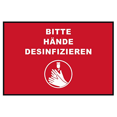 Novus Hinweismatte "Hände desinifzieren" (Querformat 60 X 90 cm) Rot mit weißer Schrift von Novus