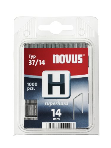 Novus Feindrahtklammern 14 mm "superhart", für Hammertacker, 1000 Tacker-Klammern, Typ H37/14, Heftmittel aus Stahldraht von Novus