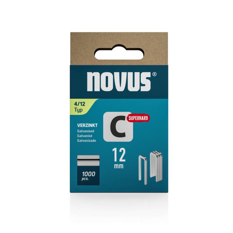 Novus Tackerklammer Typ 4 12 mm 1000 Stück Schmalrückenklammern von Novus