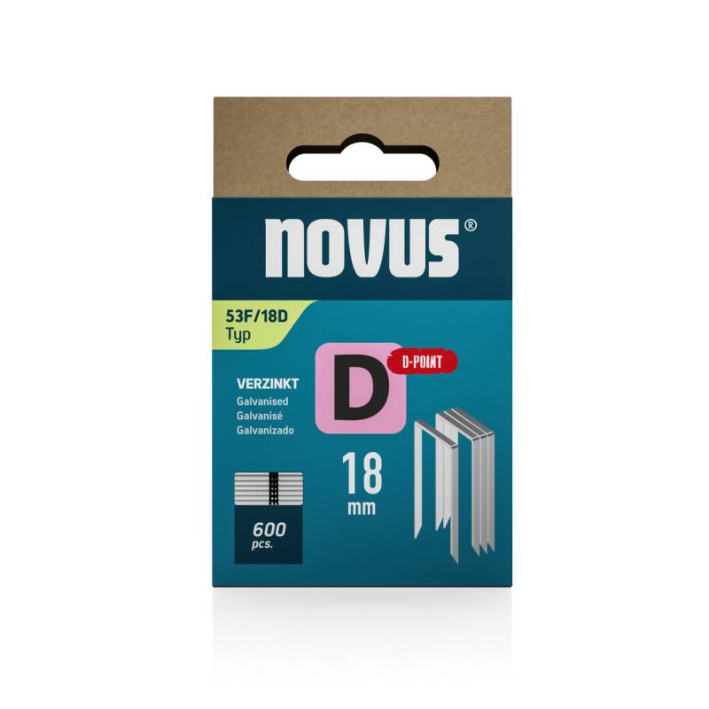 Novus Tackerklammer Typ 53 F D-Point Sägeschnitt 18 mm 600 Stück Flachdrahtklammern von Novus