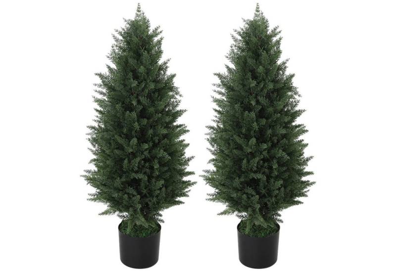 Kunstpflanze 2er-Set Künstliche Zypressen 90 cm mit Topf, UV-beständig, 831 Blätter, Novzep von Novzep