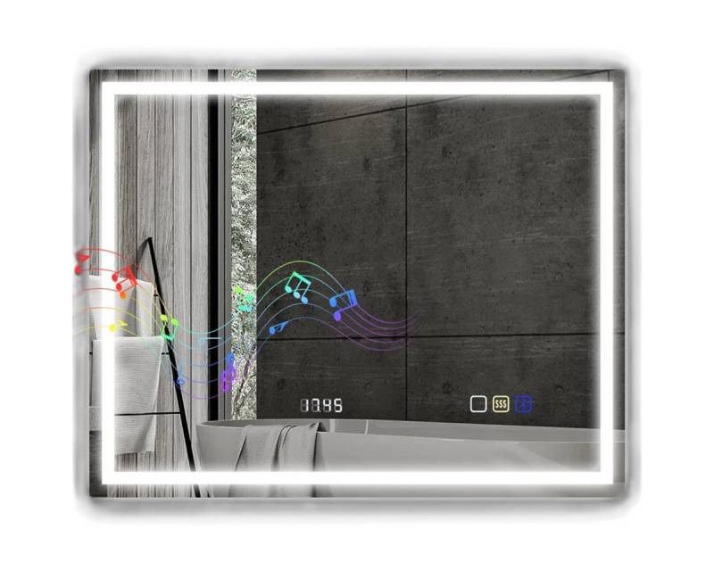 Novzep Badspiegel Badezimmerspiegel LED bluetooth 80 x 100 cm Touch-Schalter, einstellbare Beleuchtung 3 Farben Anti-Fog Memory Novzep Badspiegel Badezimmerspiegel LED bluetooth 80 x 100 cm Touch-Schalter, einstellbare Beleuchtung 3 Farben Anti-Fog Memory von Novzep