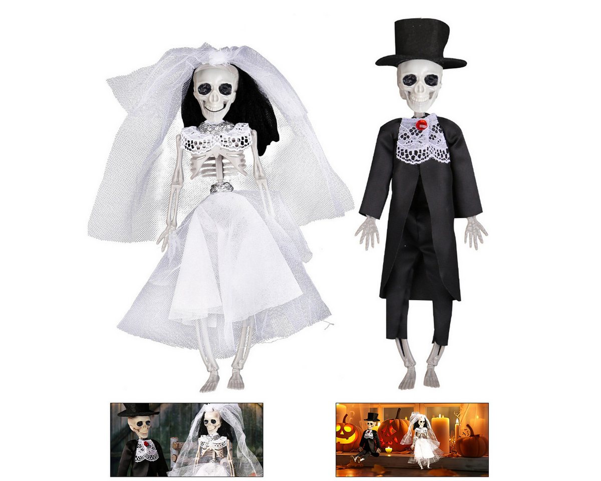 Novzep Dekoobjekt Halloween Skelett 30cm, Braut & Bräutigam, Gruselige Hängedeko (2 St) von Novzep