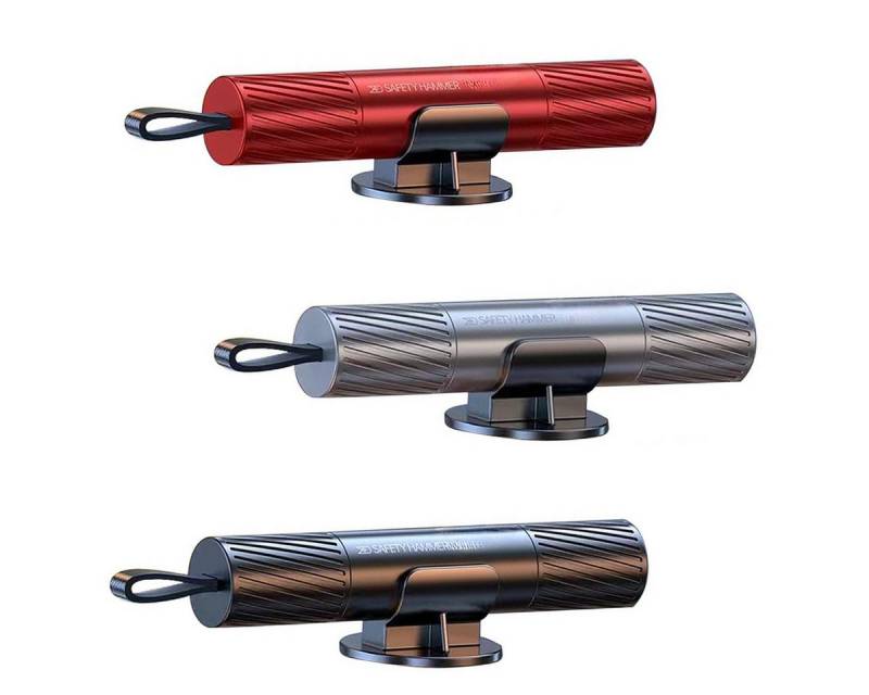Novzep Hammer 3er Set Auto-Sicherheitshammer mit Gurtschneider – inkl. Testglas, (3-St), Notfallgerät zum Glasbrechen, Multifunktions-Sicherheitshammer von Novzep