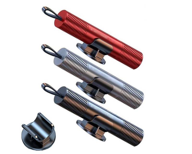 Novzep Hammer 3st. Sicherheitshammer-Sicherheitsgurtschneider mit Testglas (3-St., Notfall-Fluchtwerkzeug), Notfallgerät zum Glasbrechen, Multifunktions-Sicherheitshammer von Novzep