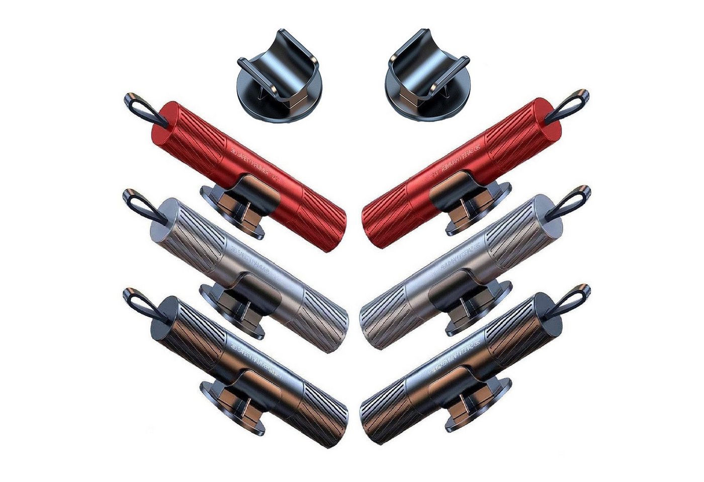 Novzep Hammer 3st. Sicherheitshammer-Sicherheitsgurtschneider mit Testglas (6-St., Notfall-Fluchtwerkzeug), Notfallgerät zum Glasbrechen, Multifunktions-Sicherheitshammer von Novzep