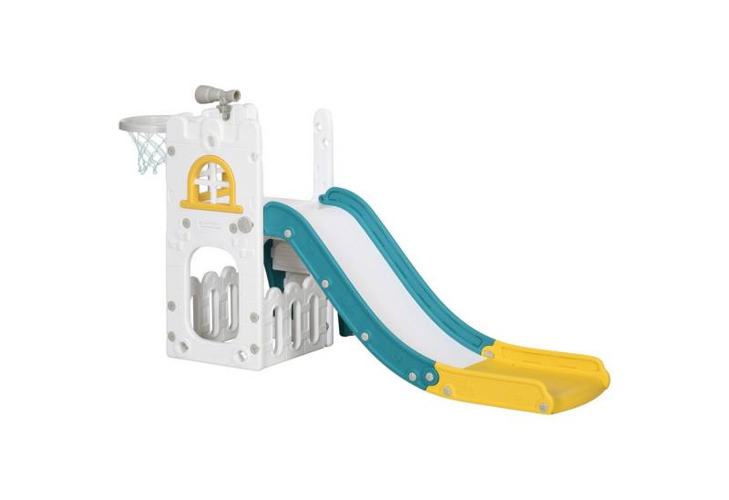 Novzep Indoor-Rutsche 4 in 1 Kinderrutsche mit Basketballkorb, Teleskop Klettergerüst von Novzep