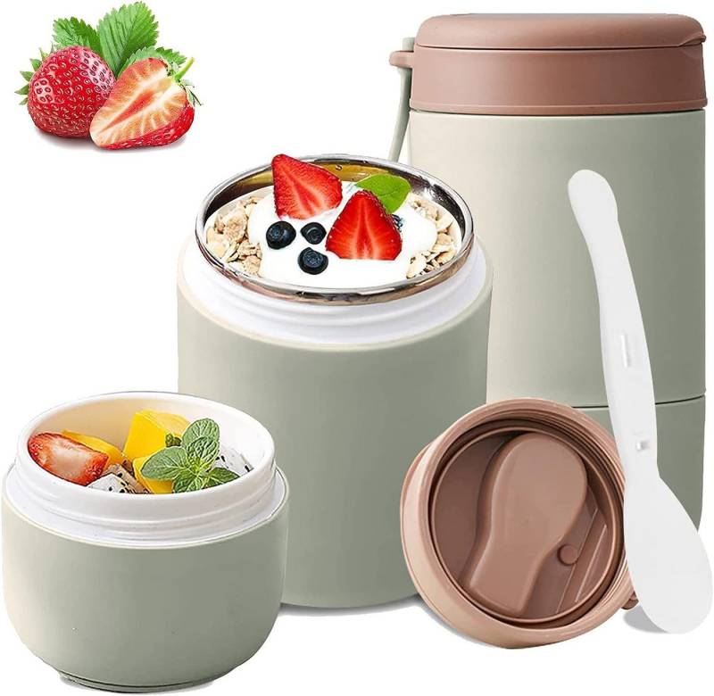 Novzep Lunchbox 680ml MüSlibecher Becher,Doppelschicht ThermobehäLter mit Löffel von Novzep