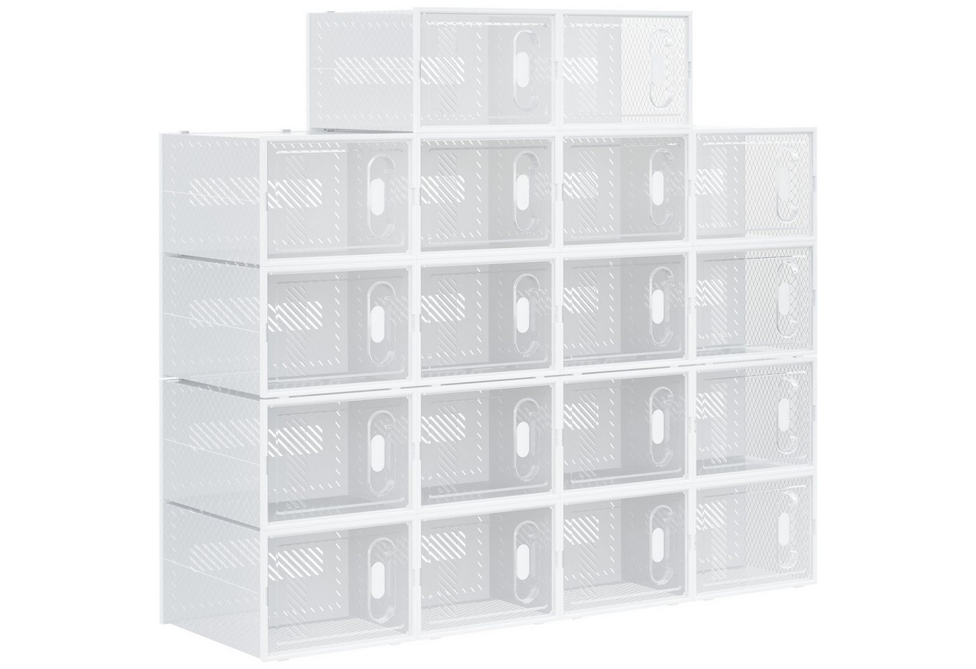 Novzep Schuhregal Schuhregal 18-teilig, stapelbare Boxen bis Gr. 45, mit Magnettüren, 18-tlg. von Novzep