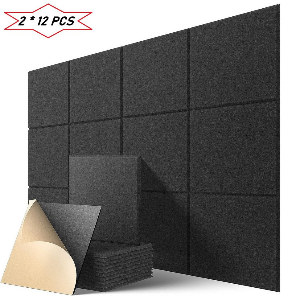 Novzep Styroporplatte 2*12 Stück Akustikplatten Selbstklebend,Hohe Dichte Wandpaneel,30*30cm, (24-St) von Novzep