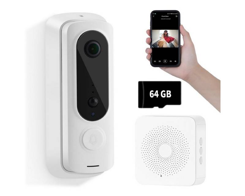 Novzep Türklingel-Set WLAN Türklingel Smart Home VideoTürklingel Funkklingel, Kabellose, 38 Klingeltöne, (64G TF & CloudSpeicher AI PIR -Bewegungserkennung), Außenbereich Nachtsicht 2-Wege-Audio 120° Blickwinkel von Novzep