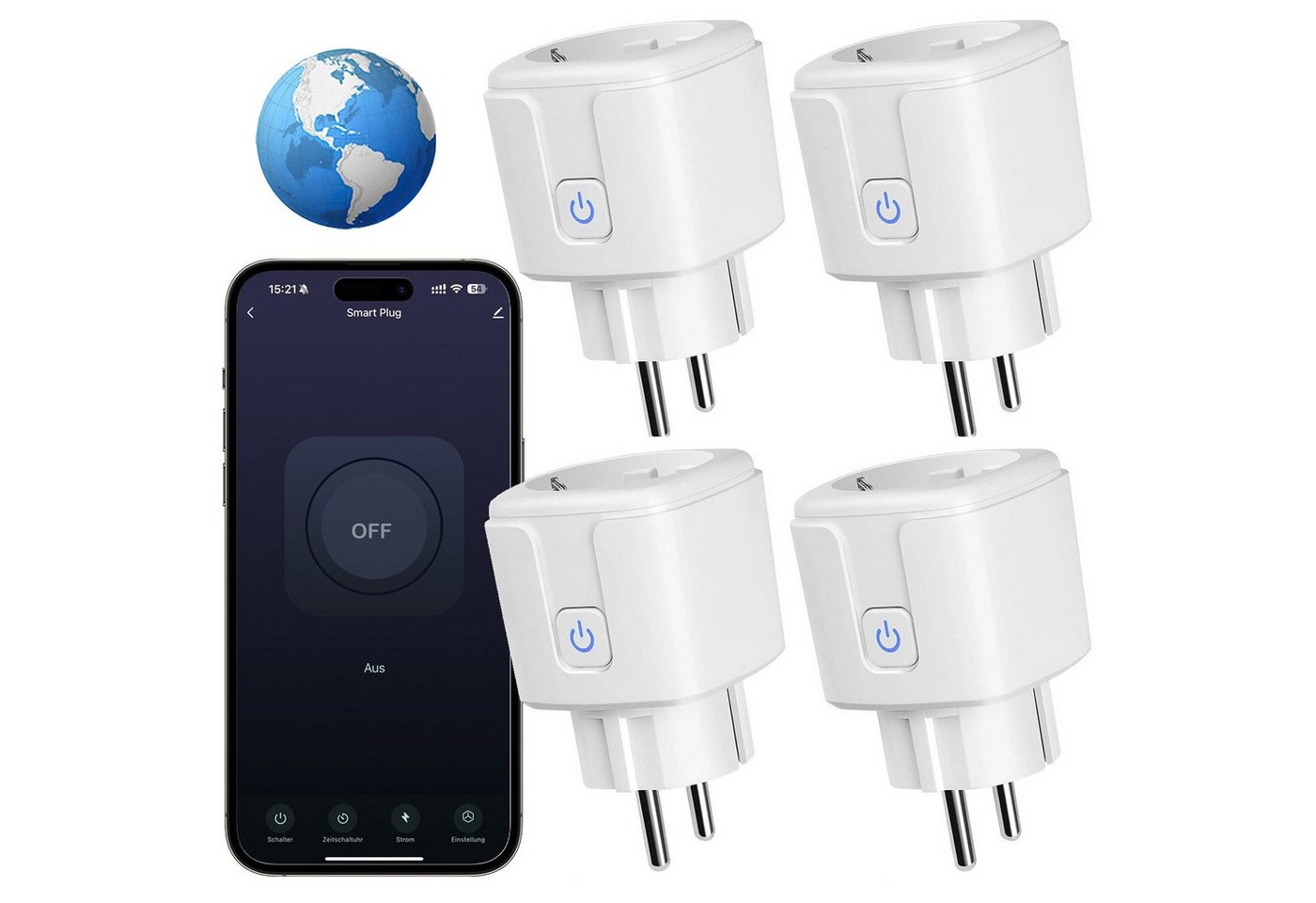 Novzep WLAN-Steckdose 4 st WLAN-Steckdose Fernzugriff Sprachsteuerung mit strommessung, 4-St., 1.6A,Zeitplan,Funktioniert mit Alexa/ Google,Smart life,WLAN,2.4 GHz Novzep WLAN-Steckdose 4 st WLAN-Steckdose Fernzugriff Sprachsteuerung mit strommessung, 4-St., 1.6A,Zeitplan,Funktioniert mit Alexa/ Google,Smart life,WLAN,2.4 GHz von Novzep