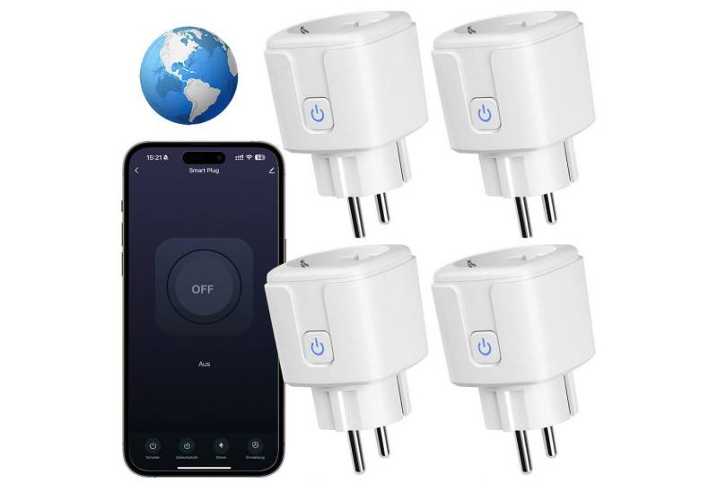 Novzep WLAN-Steckdose 4 st WLAN-Steckdose Fernzugriff Sprachsteuerung mit strommessung, 4-St., 1.6A,Zeitplan,Funktioniert mit Alexa/ Google,Smart life,WLAN,2.4 GHz von Novzep