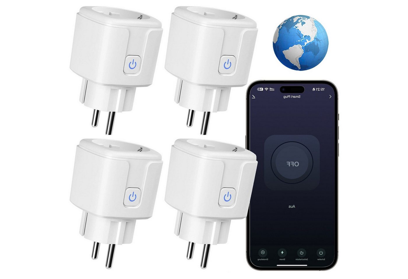 Novzep WLAN-Steckdose 4st WLAN-Steckdose Fernzugriff Sprachsteuerung mit strommessung, 4-St. Novzep WLAN-Steckdose 4st WLAN-Steckdose Fernzugriff Sprachsteuerung mit strommessung, 4-St. von Novzep