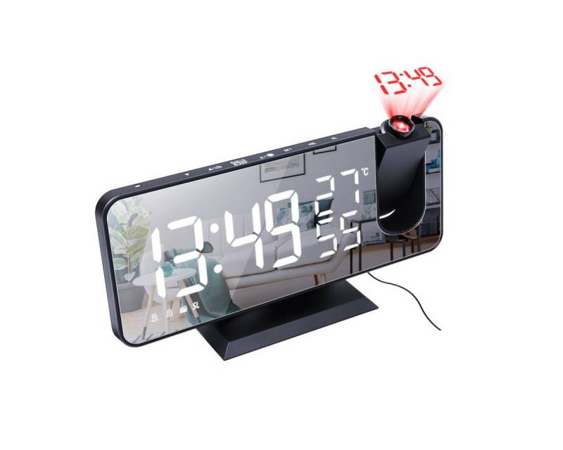 Novzep Wecker Wecker mit FM-Radio,180° Projektor,Dual-Weckfunktion,Display von Novzep