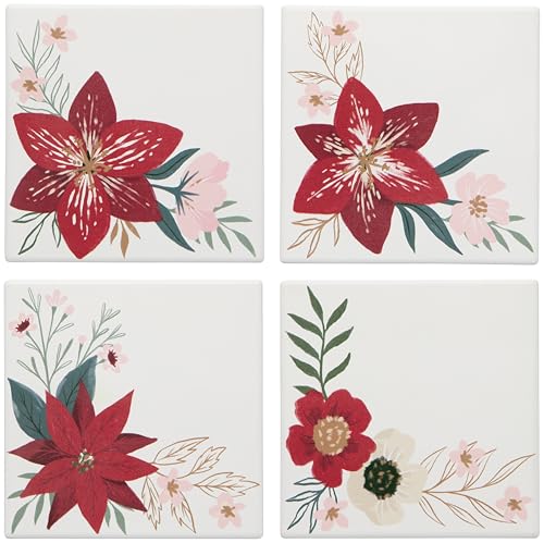 Now Designs Amaryllis Weihnachts-Soak-Up-Untersetzer, 4er-Set, festliche und saugfähige Getränkeuntersetzer Now Designs Amaryllis Weihnachts-Soak-Up-Untersetzer, 4er-Set, festliche und saugfähige Getränkeuntersetzer von Now Designs