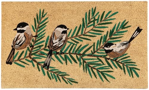 Now Designs Birds & Boughs Chickadee Weihnachts-Fußmatte, festliche Urlaubsdekoration für den Eingangsbereich von Now Designs