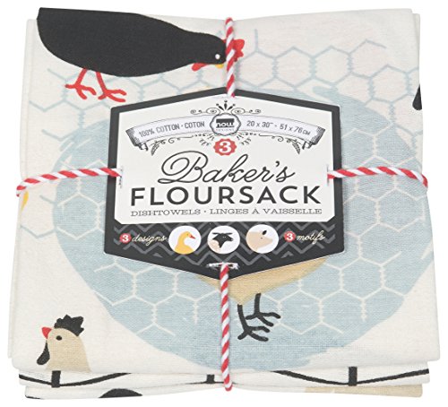 Now Designs Floursack Küche Handtücher, Set von DREI, Royal Blau/Weiß, Farm to Table, Set of Three von Now Designs