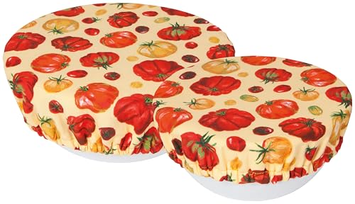 Now Designs Heirloom Tomatenschüsselabdeckungen, 2er-Set, Durchmesser 19 cm, Durchmesser 24 cm, wiederverwendbar von Now Designs