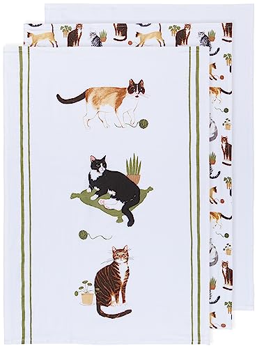 Now Designs Katzen-Geschirrtücher, Baumwolle, 50,8 x 76,2 cm, 3 Stück von Now Designs