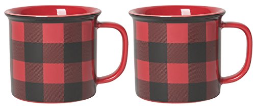 Now Designs Red Buffalo Check Heritage Tasse aus Steingut, 340 ml, 2 Stück von Now Designs