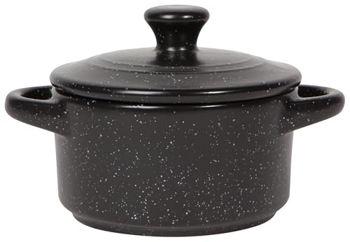 Now Designs Schwarze gesprenkelte Cocotte, langlebige Keramik-Backform mit Deckel und Griffen Now Designs Schwarze gesprenkelte Cocotte, langlebige Keramik-Backform mit Deckel und Griffen von Now Designs