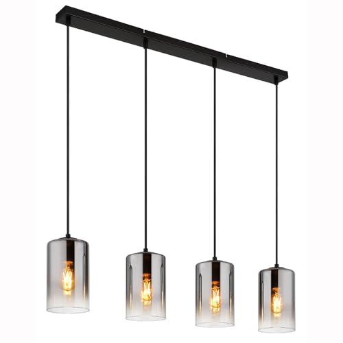 Nowa Hängelampe Esszimmerleuchte 4 flammig Esstischlampe Pendelleuchte Wohnzimmerlampe Rauchglas, schwarz, 4x E27, LxBxH 86x12x120 cm Nowa Hängelampe Esszimmerleuchte 4 flammig Esstischlampe Pendelleuchte Wohnzimmerlampe Rauchglas, schwarz, 4x E27, LxBxH 86x12x120 cm von Nowa