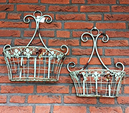 Nowi Design Wandkorb halbrund Übertopf Blumentopf Eisen Shabby Landhaus 2er Set von Nowi Design