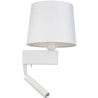 Wandleuchte mit Leselampe Schalter Weiß Stoffschirm von Nowodvorski