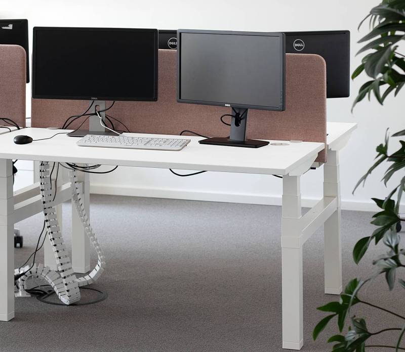 home24 Workbench-Arbeitsplatz eModel 2.0 160cm Weiß/Weiß Höhenverstellbar/Memory Funktion von home24