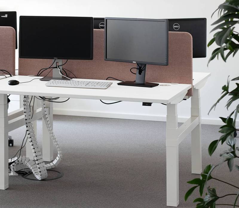 home24 Workbench-Arbeitsplatz eModel 2.0 160cm Weiß/Weiß Höhenverstellbar von home24