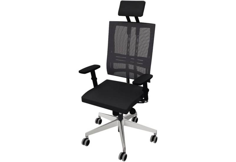 Nowy Styl Drehstuhl Bürodrehstuhl Net Motion Armlehne Kopfstütze aluminium/schwarz. von Nowy Styl