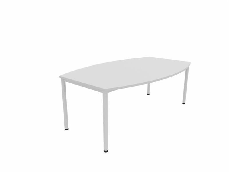 Nowy Styl Konferenztisch, E10 Konferenztisch Bootsform Rundrohr-Gestell, 80-100 cm Tief, Weiß von Nowy Styl
